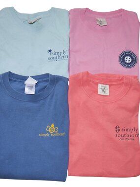4 Simply Southern T-Shirt Lot Size Small Summer Camping Flamingo Animal Print